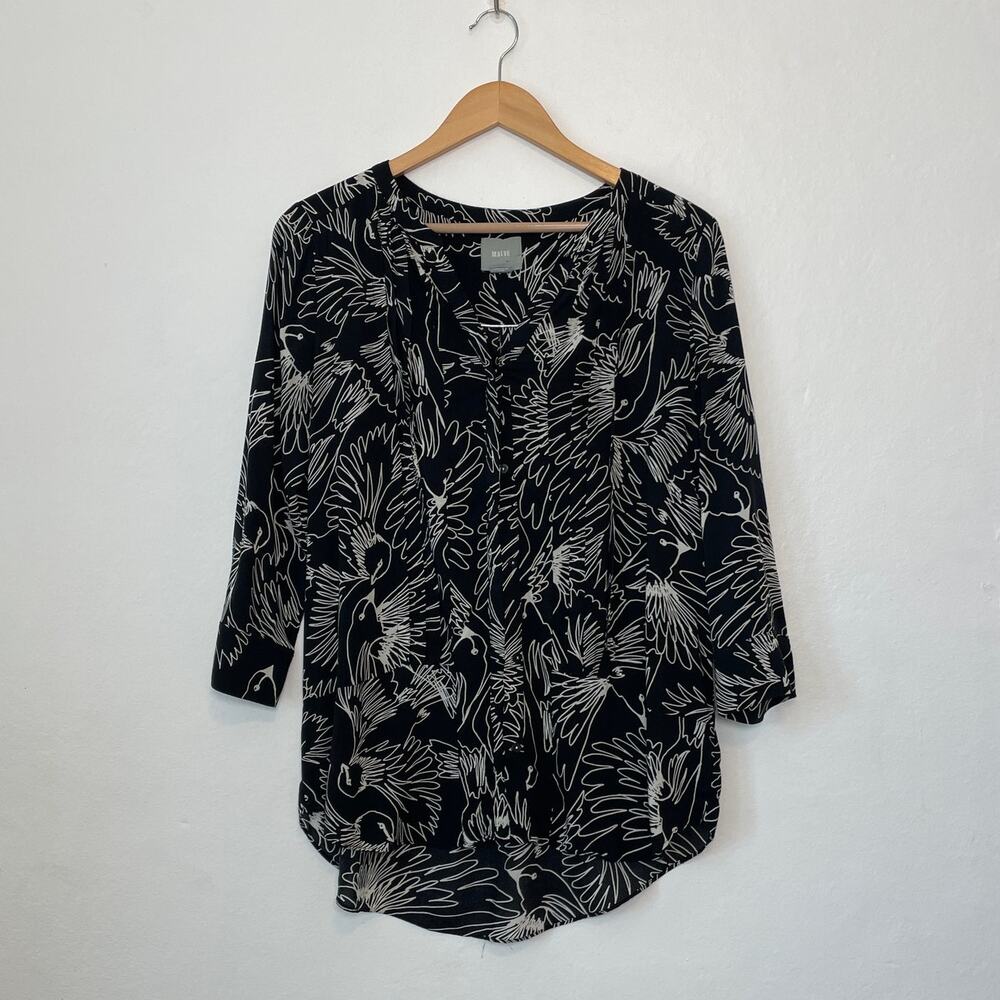 Maeve by Anthropologie – Bird Print Long Sleeve Blouse